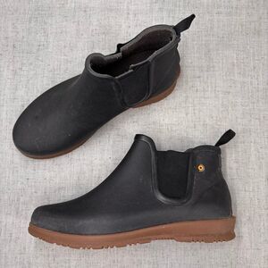 Bogs Sweet Pea Chelsea Boot Black Rubber Waterproof Rain Boot Women's‎ Size 6